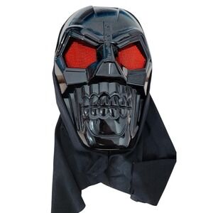 Skull Mask Plastic Hooded Black Red Mesh Eyes Costume One Size Adult‎ Horror